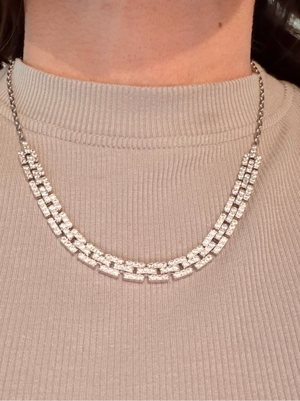 925 Maillon Panther Link White Zircon Tennis Necklace